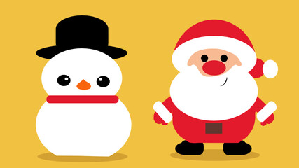 Santa claus and snowman, christmas, cute