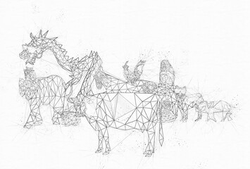 Obraz premium 抽象的な十二支のイラスト