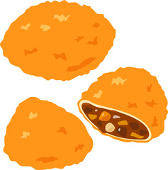 半分に切ったカレーパン