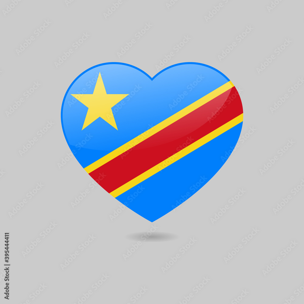 Canvas Prints Vector Glossy Democratic Republic of the Congo Flag Heart