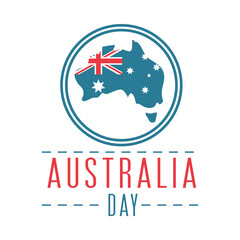 australia day, map with flag round frame