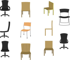 シンプルで可愛い椅子のイラストセット - obrazy, fototapety, plakaty