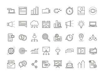 digital marketing icons seo analytics promotion business line icon