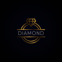 Obraz premium Vector diamond ring logo design. Jewelry logo. Design concept for luxury jewelry store, wedding salon, handmade jewelry