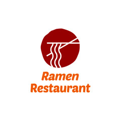 Japanese noodle logo on white background. Ramen restaurant sign symbol. vector illustration in flat style modern design. Ramen logo in linear style.