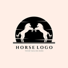 Vintage Horse Logo Vector Template Illustration Design, Horse Badge Logo
