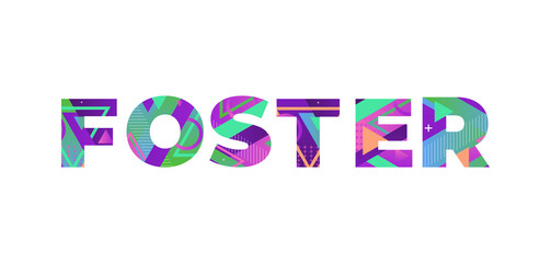 Foster Concept Retro Colorful Word Art Illustration