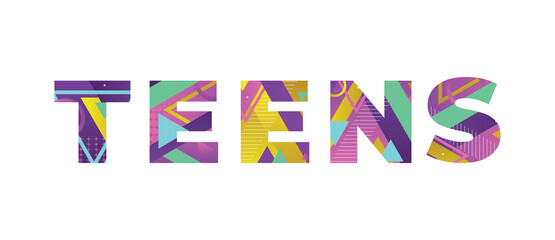 Teens Concept Retro Colorful Word Art Illustration