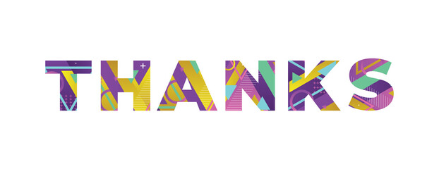 Thanks Concept Retro Colorful Word Art Illustration
