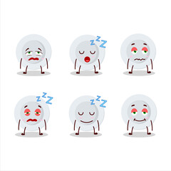 Cartoon character of new white plate with sleepy expression