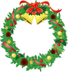 クリスマスの装飾可愛いシンプルなクリスマスリースのイラスト
