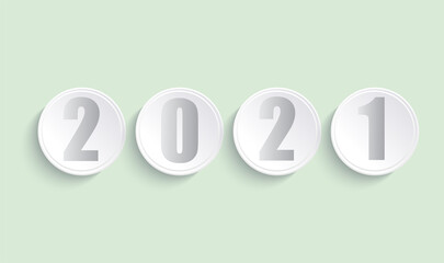 The concept of the new year 2021 is filled with typography of numbers with abstract circle background. vector