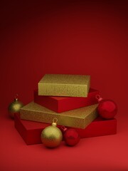Christmas gift box with decorations