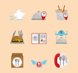 set of food delivery service business