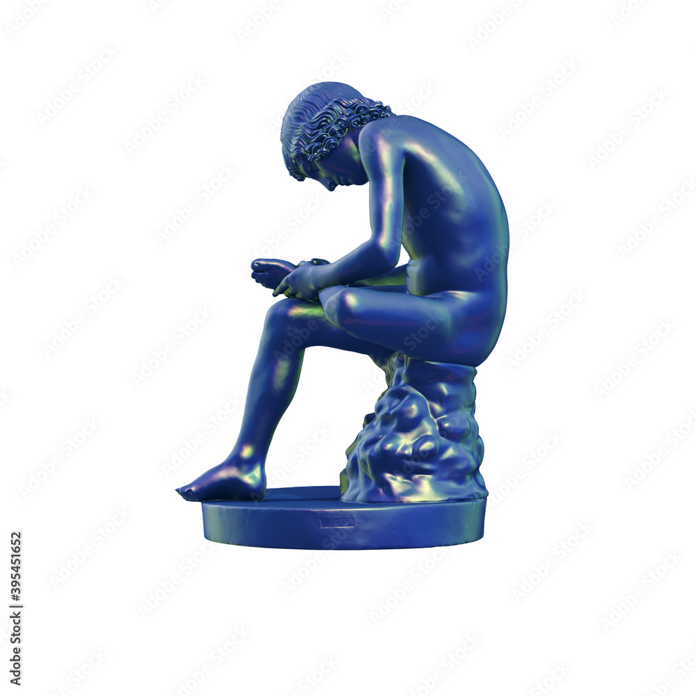 Fototapete a collection of sculptures made in neon style on a black background for your design ideas. 3d render