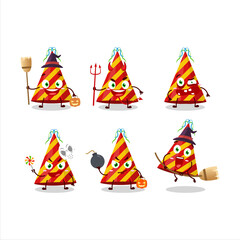 Halloween expression emoticons with cartoon character of red party hat