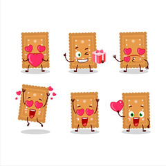 Rounded cookies cartoon character with love cute emoticon