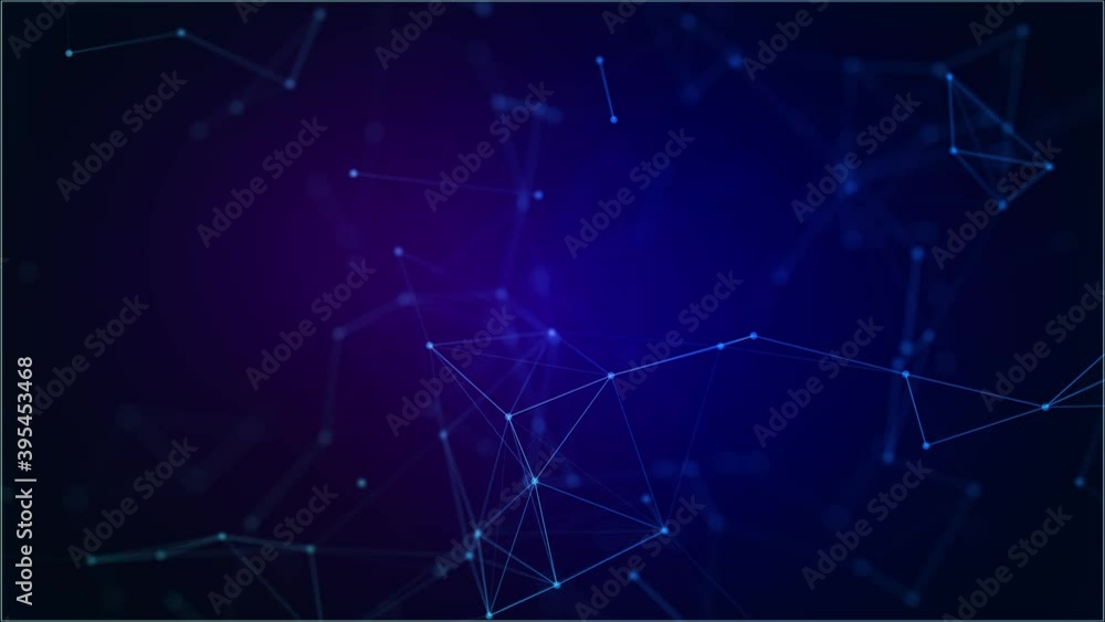 Aufkleber abstract digital connection moving dots and lines. technology background. network connection structu