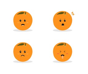 Obraz premium cartoon design of orange fruit in various expressions