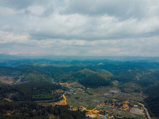 Fototapeta premium Aerial view of Mang Den area in Kom Tum, Gia Lai, Vietnam