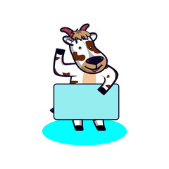 Hand drawn animal holding blank banner cartoon illustration