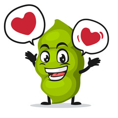 vector illustration of  peas mascot or character says with love in bubble speech