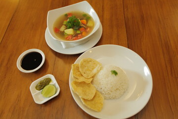 Beef oxtail soup with emping crackers