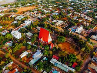 Aerial view of Plei Chuet Montagnard Church in Gia Lai, Vietnam