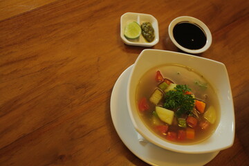 Beef oxtail soup with emping crackers