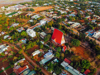 Aerial view of Plei Chuet Montagnard Church in Gia Lai, Vietnam