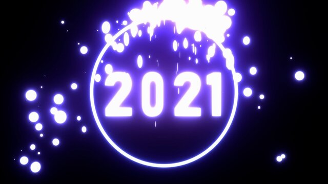 Happy new Year 2021 presentation theme, New year 2021 background, 3D text with illuminating light, 4K High Quality, 3D render