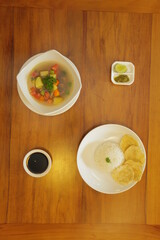 Beef oxtail soup with emping crackers