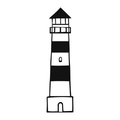 Hand drawn lighthouse vector illustration on white background