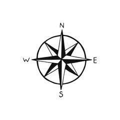 Hand drawn compass rose vector illustration on white background