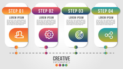 Infographic modern timeline design vector template for business with 4 steps or options illustrate a strategy. Can be used for workflow layout, diagram, annual report, web design, team work.