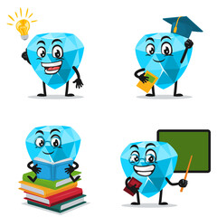 vector illustration of diamond mascot or character collection set with education theme