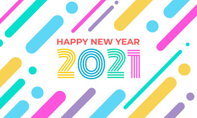 Colorful Happy New Year 2021 Greeting Card Flat Vector fit for your backdrop, cover presentation or others that you need