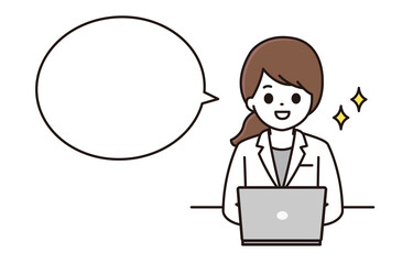 薬剤師 パソコン 女性 吹き出し