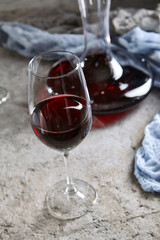 Red and white wine in elegant glassware