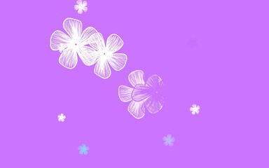Light Pink, Blue vector abstract background with flowers.