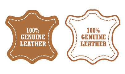Genuine leather vector two signs - 395457861