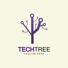 tech tree logo concept,green network technology logo vector.tech tree electrical circuit digital logo vector icon