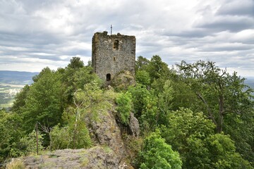 Fototapeta na wymiar The ruins of Ralsko Castle or Rollberg is located in Northern Bohemia in Liberec Region in Ralsko, Czech Republic.