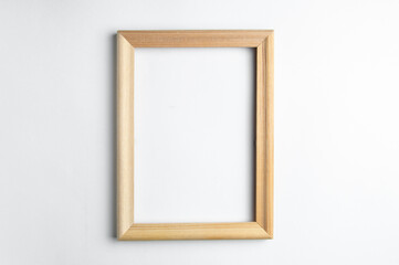 Wooden frame on white background. Mockup wall frames for your photos