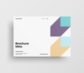 Creative business abstract horizontal front page vector mock up. Corporate geometric report cover illustration design layout. Company identity brochure template.