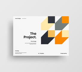 Creative business abstract horizontal front page vector mock up. Corporate geometric report cover illustration design layout. Company identity brochure template.