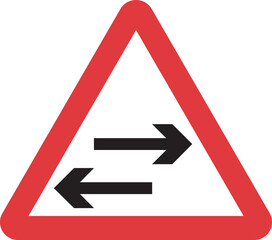 Two-way traffic on route crossing ahead warning sign