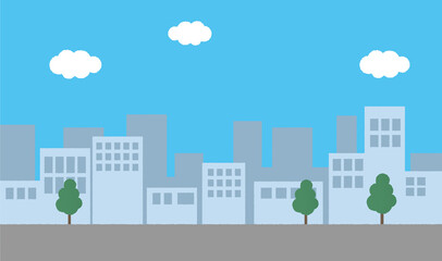 Obraz premium ビルが並ぶ都市のベクターイラスト