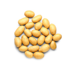 Raw potatoes on white background
