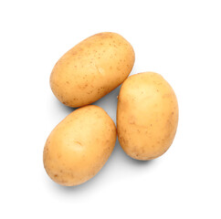 Raw potatoes on white background